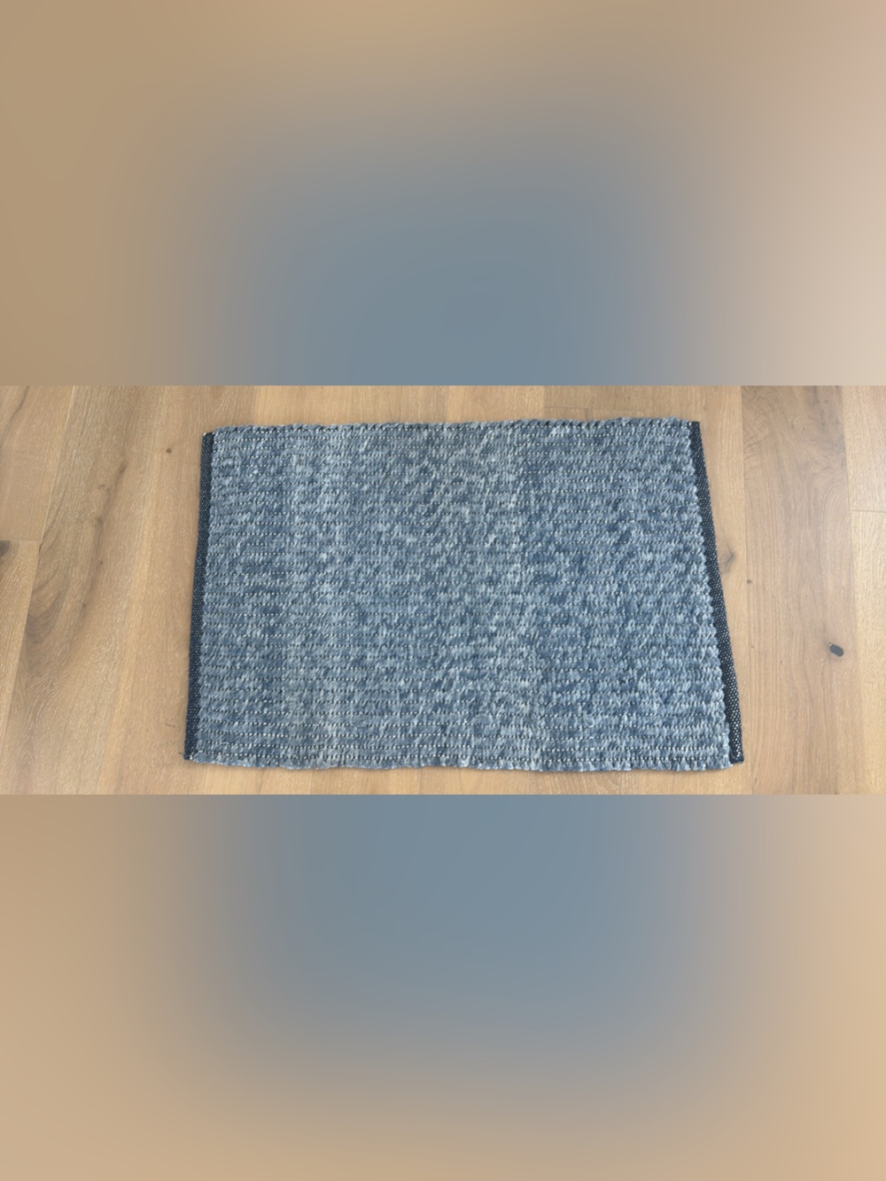 Woven Blue & White Rectangular Rug - Picture 2 of 2